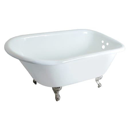 Aqua Eden Clawfoot Bathtubs, 48 L, 30.18 W, White/Brushed Nickel, Cast Iron VCT3D483018NT8